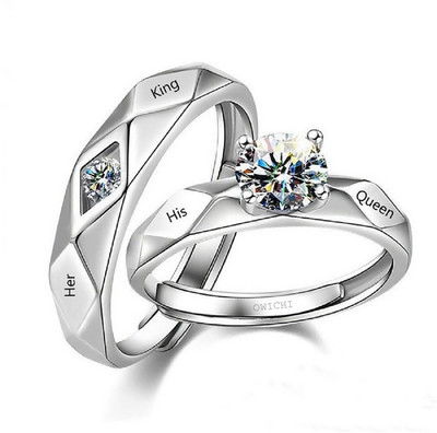 Teeragaj Adjustable Couple Rings for lovers valentine gift set Stainless Steel Ring Set Stainless Steel, Brass, Stone, Metal, Copper Cubic Zirconia, Diamond Ring Set
