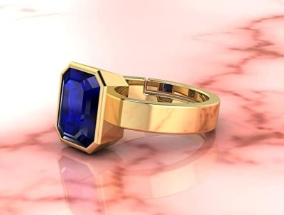 APSLOOSE 10.25 Ratti 9.00 Crt Natural Blue Sapphire Neelam Gemstone Ring Brass Sapphire Gold Plated Ring