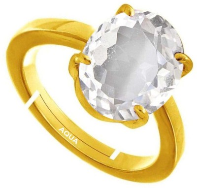 AQUAGEMS Natural White Topaz 8.25 Ratti or 7.50 Ct Gemstone For Men Five Metal Adjustable Alloy Ring
