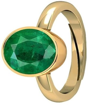 Sidharth Gems 9.25 Ratti 8.00 Carat Natural Emerald Panna Ring Astrological Purpose Ring Brass Emerald Gold Plated Ring
