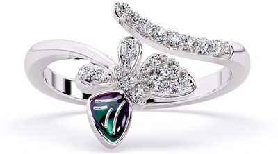 Keeyarri Jewels Everyday Silver Ring - 0002 Sterling Silver Swarovski Zirconia Sterling Silver, Rhodium Plated Ring