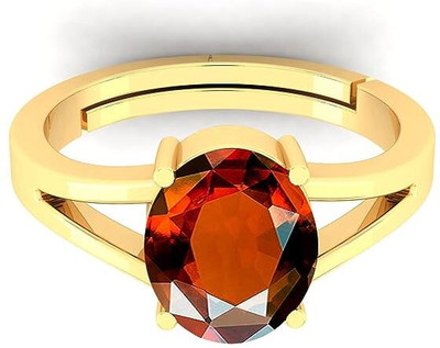 SIDHGEMS 7.25 Ratti 6.00 Crt Hessonite Garnet Ring Ashtdhatu Original Natural Gomed Brass Garnet Gold Plated Ring