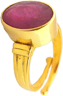Gemzonite Certified Unheated Untreated A+ Quality Natural Ruby Manik Ring For Women's Brass Ruby Gold Plated Ring Gemzonite Certified Unheated Untreated A+ Quality Natural Ruby Manik Ring For Women's Brass Ruby Gold Plated Ring