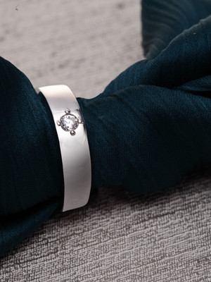 CLARA Classic Adjustable Ring for Men Sterling Silver Cubic Zirconia Ring