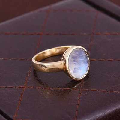 GenZcomplex Brass Moonstone Gold Plated Ring