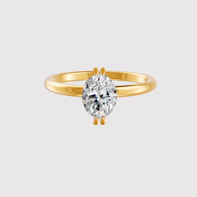 forever jewels Ring For Women & Girls, 2Ct Gold Plated Oval Cut Double Prongs Sterling Silver Moissanite Sterling Silver Plated Ring
