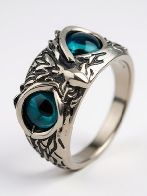RAPPERSSHOP Owl Skull Stylish Silver King Owl Ring A+ Alloy Silver Plated Ring
