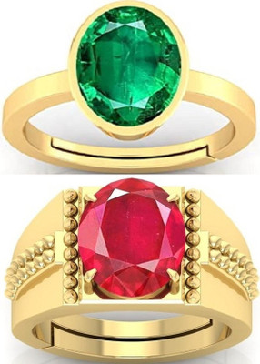 BHAIRAW GEMS Ratti Stone Adjustable Ring for Men & Women Stone Emerald, Ruby Ring
