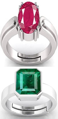 BHAIRAW GEMS Moonstone Stone Silver Adjustable Ring Stainless Steel Ring