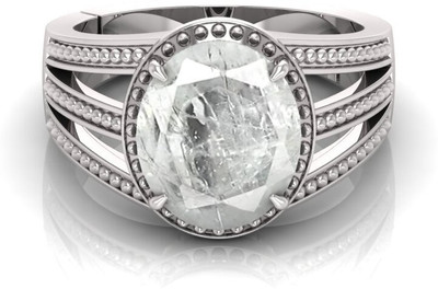 Pranjal Gems Shell Sapphire Rhodium Plated Ring