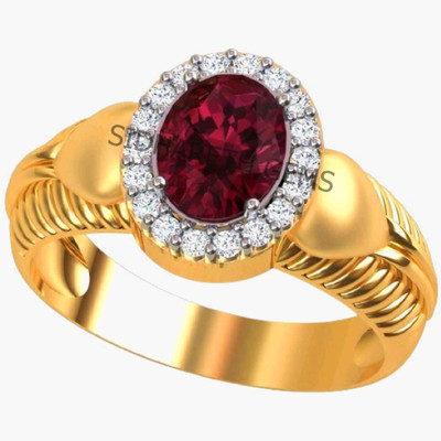 Sidharth Gems SIDHARTH GEMS 7.25 Ratti Natural Ruby Manik Loose Gemstone Birthstone Adjustable Brass Ruby Gold Plated Ring