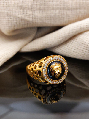 Jalaram Fashion Brass Cubic Zirconia, Diamond Gold Plated Ring