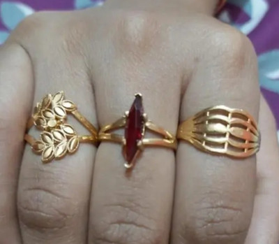 Gurujikripa traders Adorable maroon ring combo Alloy Gold Plated Ring Set