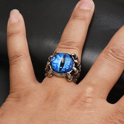 Deevora Dragon Eye Ring, Devil Eye Ring,Evil Eye Ring Adjustable Unisex Ring Stainless Steel Silver Plated Ring