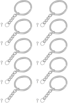 BanteyBanatey Metal Loops Rings Keyring with chain Open Jump Ring Connector Metal Silver Plated Chain Ring - Multi Finger