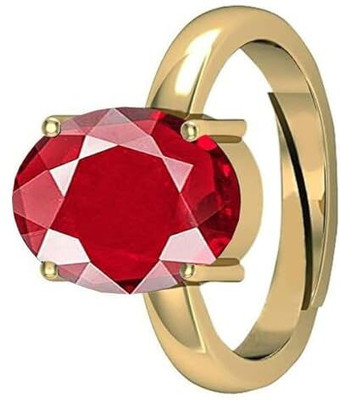 NAVYA GEMS 7.25 Ratti / 6.00 Carat Natural Ruby Ring Gold Plated Ring Brass Ruby Gold Plated Ring