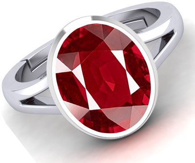MARATNA 5.25 Ratti Created Ruby Manik Gemstone Adjustable Ring for Men's and Women's Metal Ruby Ring