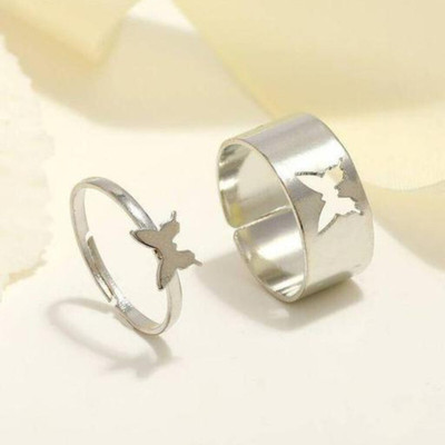 Teeragaj Stainless Steel Silver Plated Ring Set