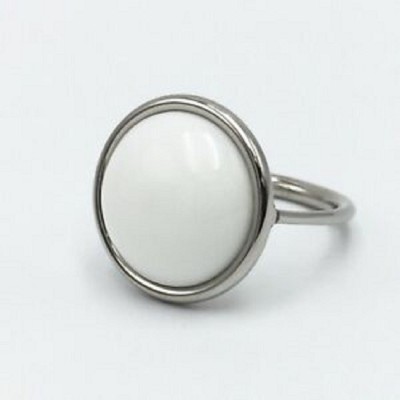 Gemzonite White Coral / Moonga ring with natural and original white coral gemstone Stone Coral Silver Plated Ring