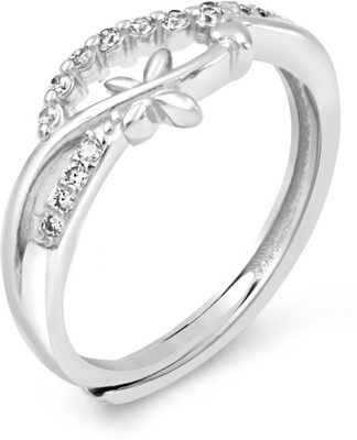 Zarkan Zarkan The Butterfly Flow Silver Ring Sterling Silver Cubic Zirconia Rhodium Plated Ring