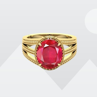 SHREE RADHE TRADERS 5.25 Ratti Ruby Stone Gold plated Adjustable Ring Lab certificatee Brass, Metal Gold Plated Ring