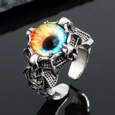 Ryffers Devil Eye Ring, Dragon Eye Ring, Unisex Ring Metal Silver Plated Ring Metal Silver Plated Ring