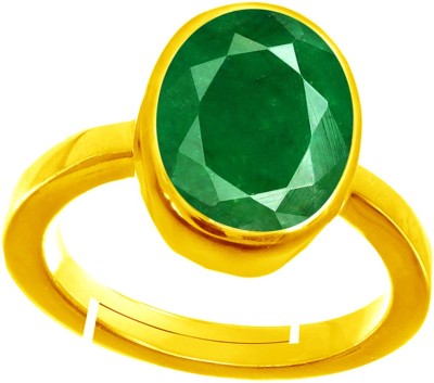 BWM GEMS Certified Natual 3.25 Ratti Emerald stone (Panna) Panchdhatu Alloy Emerald Gold Plated Ring