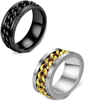 Neerajyoti Finger fidget chain ring combo Alloy Titanium Plated Ring Set