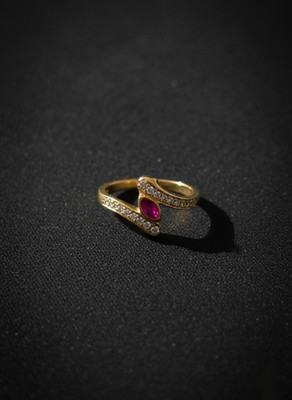RNJ Staylish Gold Ring Foe Women Brass Ruby Gold Plated Ring