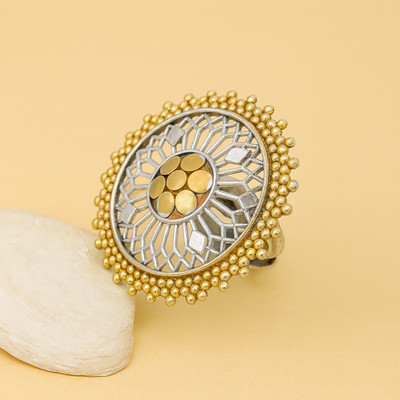 Sangria Traditional Oxidized Silver Plated Adjustable Statement Alloy Ring Alloy Ring