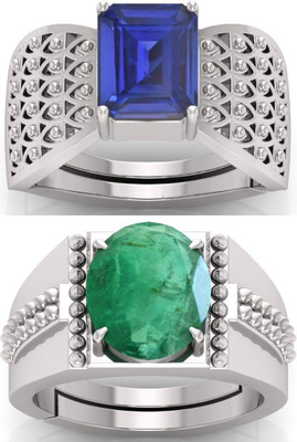 BHAIRAW GEMS Moonstone Stone Silver Adjustable Ring Stainless Steel Ring