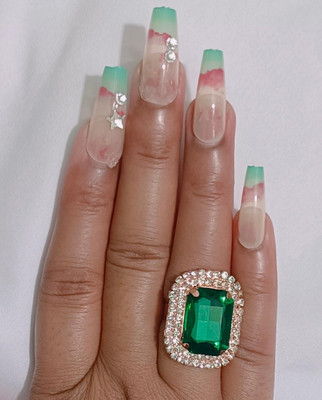 Fusionista Green Stone Adjustable Rings Alloy Opal Ring
