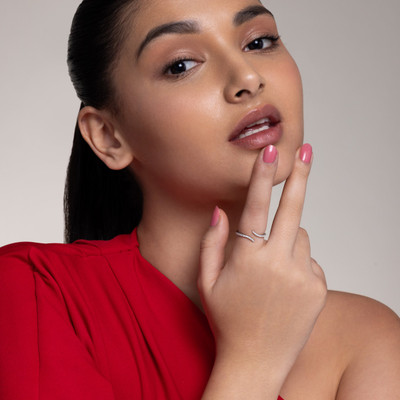 Kushal's Fashion Jewellery White Rhodium-Plated Zircon 92.5 Sterling Silver Finger Ring Sterling Silver Zircon Rhodium Plated Ring