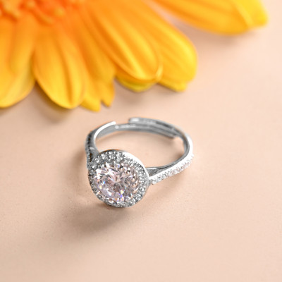 CLARA karla Sterling Silver Cubic Zirconia Platinum Plated Ring
