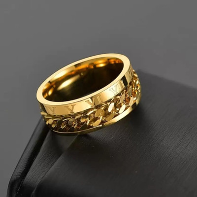 Karishma Kreations Rings For Men Roman Numeral Chain Polished Men's Ring Brass, Stainless Steel, Copper, Brass, Steel Cubic Zirconia, Crystal, Diamond Rhodium, Black Silver, Titanium, Platinum Plated Ring