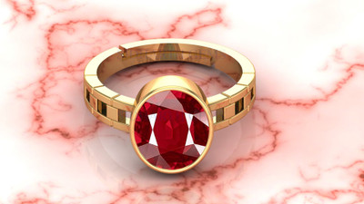 Sidharth Gems 8.25 Ratti 7.00 Carat Natural Ruby Stone Manik Ring Adjustable Ring Brass Ruby Rhodium Plated Ring
