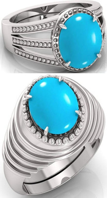 BHAIRAW GEMS Stone Silver Adjustable Ring Stainless Steel Ring