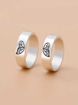 YU Fashions Steel Silver Plated Ring Set
