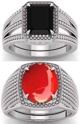BHAIRAW GEMS Moonstone Stone Silver Adjustable Ring Stainless Steel Ring