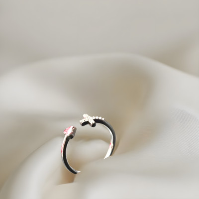 The Velvet Box Cross My Heart Ring Silver Ring