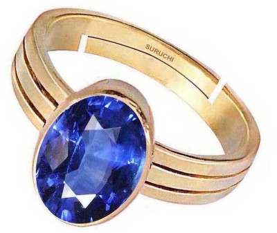 Suruchi Gems & Jewels Blue Sapphire (Neelam) 7.25 Ratti or 6.5 Ct Panchdhatu (5 Metal) Men Adjustable Stone Sapphire Ring