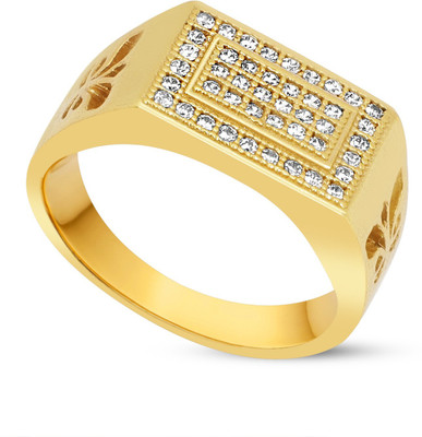mahi creation Brass Diamond Gold Plated Ring