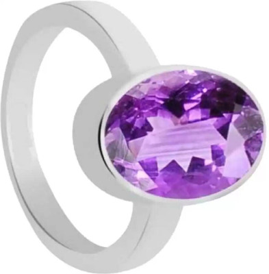 GenZcomplex Certified Amethyst (Katela) Elegant Ring for Men and Women Brass Amethyst Silver Plated Ring