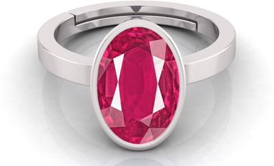 TODANI JEMS 14.25 Ratti Ruby Manikya Gemstone Silver Ring With Lab Certificate Brass Ruby Ring