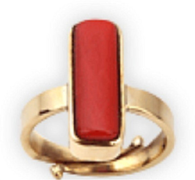 Gemzonite Coral Most Beautiful And Adjustable Gold Ring For Unisex Copper Ruby Gold Plated Ring