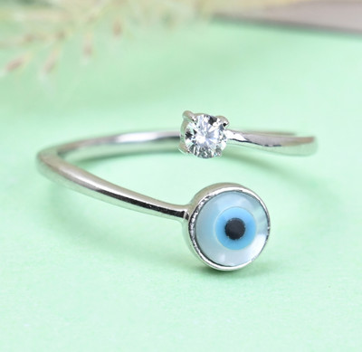 CLARA Evil Eye Sterling Silver Cubic Zirconia Rhodium Plated Ring