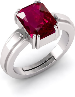 Pranjal Gems Original 12.25 Ratti Manik Ruby Gem Stone Ring With leb Certificate Brass Ruby Ring