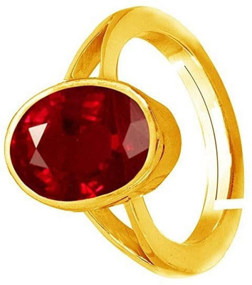 Sidharth Gems 10.25 Ratti 9.50 Carat Natural Ruby Gold Manik Ring Adjustable Ring Brass Ruby Rhodium Plated Ring