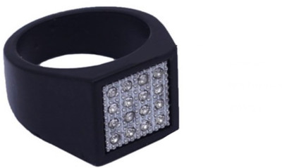 Neerajyoti black American diamond ring set Alloy Platinum Plated Ring