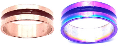 Dynamic Retail Global Set of 2 Rings for Men & Women, Gold-Multicolor Alloy Ring